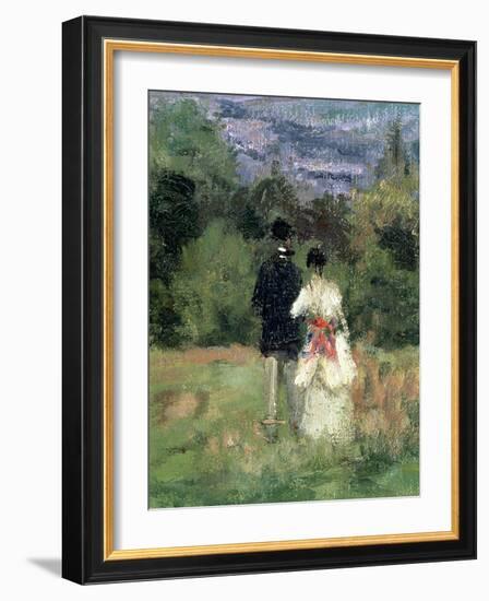 Louveciennes, Detail of Lovers-Camille Pissarro-Framed Giclee Print