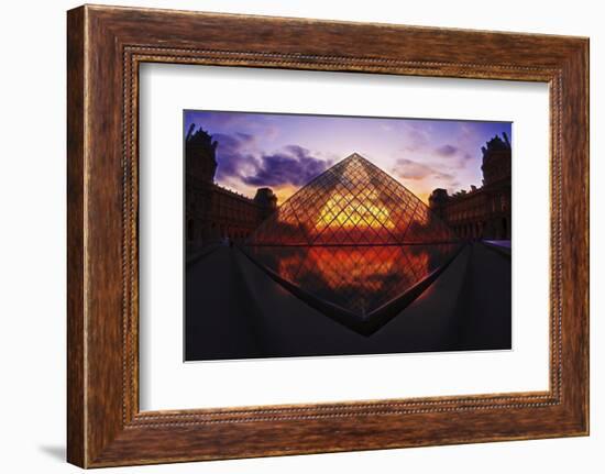 Louvre Pyramide at Sunset, Paris, France, Europe-G & M Therin-Weise-Framed Photographic Print