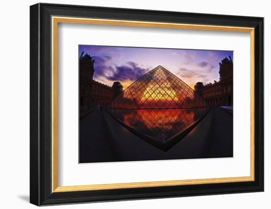 Louvre Pyramide at Sunset, Paris, France, Europe-G & M Therin-Weise-Framed Photographic Print