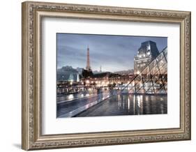Louvre with Eiffel Tower Vista #1-Alan Blaustein-Framed Photographic Print
