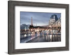 Louvre with Eiffel Tower Vista #1-Alan Blaustein-Framed Photographic Print