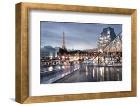 Louvre with Eiffel Tower Vista #1-Alan Blaustein-Framed Photographic Print