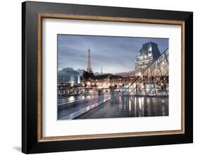 Louvre with Eiffel Tower Vista #1-Alan Blaustein-Framed Photographic Print