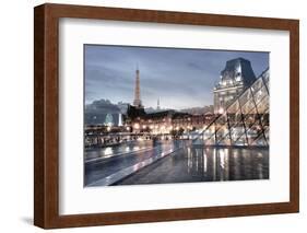 Louvre with Eiffel Tower Vista #1-Alan Blaustein-Framed Photographic Print