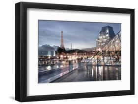 Louvre with Eiffel Tower Vista #1-Alan Blaustein-Framed Photographic Print