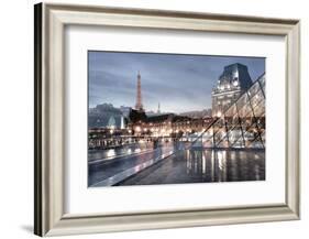 Louvre with Eiffel Tower Vista #1-Alan Blaustein-Framed Photographic Print
