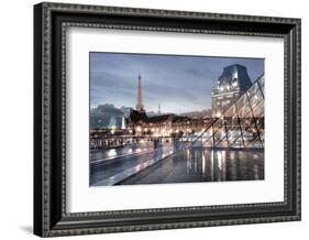 Louvre with Eiffel Tower Vista #1-Alan Blaustein-Framed Photographic Print