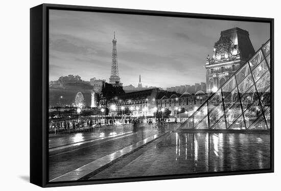 Louvre with Eiffel Tower Vista #2-Alan Blaustein-Framed Stretched Canvas