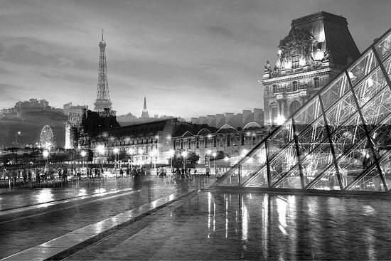 louvre with eiffel tower vista 2 by alan blaustein