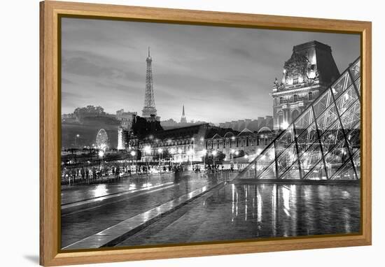 Louvre with Eiffel Tower Vista #2-Alan Blaustein-Framed Premier Image Canvas