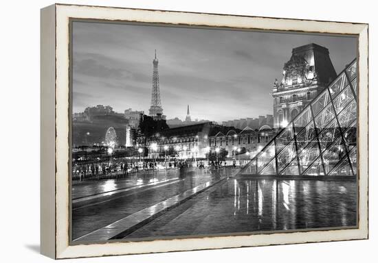 Louvre with Eiffel Tower Vista #2-Alan Blaustein-Framed Premier Image Canvas