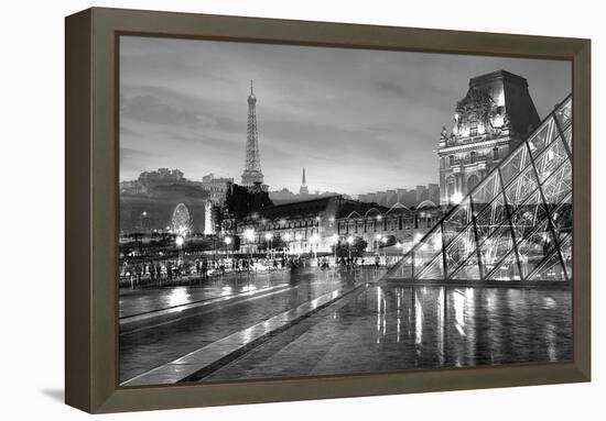 Louvre with Eiffel Tower Vista #2-Alan Blaustein-Framed Premier Image Canvas