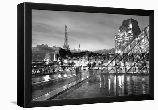 Louvre with Eiffel Tower Vista #2-Alan Blaustein-Framed Premier Image Canvas