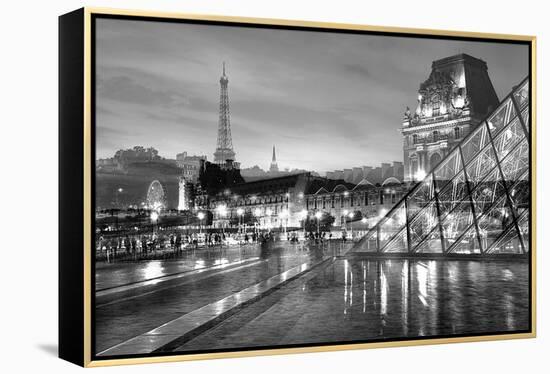 Louvre with Eiffel Tower Vista #2-Alan Blaustein-Framed Premier Image Canvas