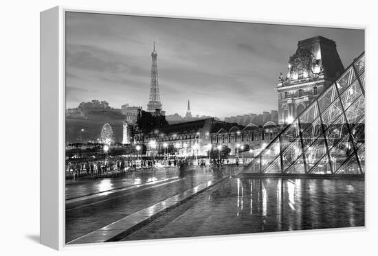 Louvre with Eiffel Tower Vista #2-Alan Blaustein-Framed Premier Image Canvas