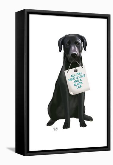 Love and Black Labrador-Fab Funky-Framed Stretched Canvas