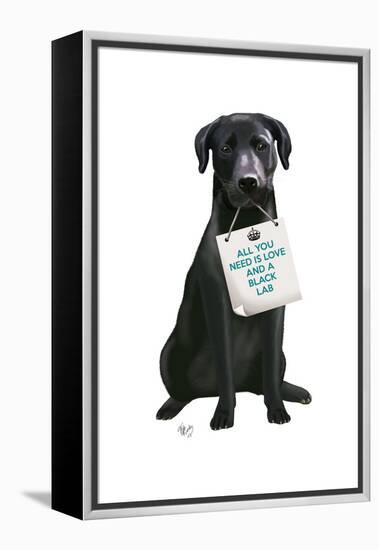 Love and Black Labrador-Fab Funky-Framed Stretched Canvas