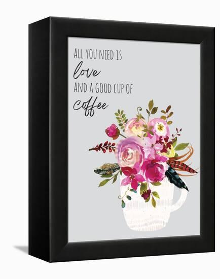 Love And Good Coffee-Jennifer McCully-Framed Stretched Canvas