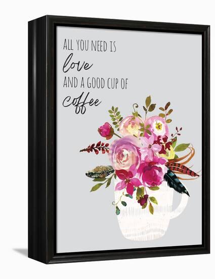 Love And Good Coffee-Jennifer McCully-Framed Stretched Canvas