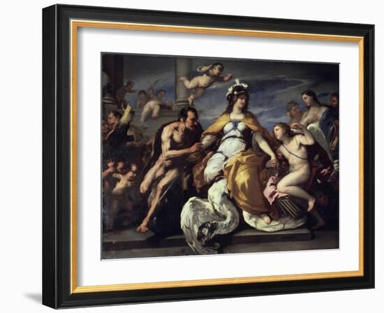 Love and the Vices Disarm Judgement, Late 17th or Early 18th Century-Paolo de Matteis-Framed Giclee Print