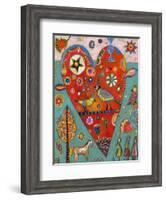 Love Birds Heart-Jill Mayberg-Framed Giclee Print