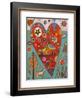 Love Birds Heart-Jill Mayberg-Framed Giclee Print