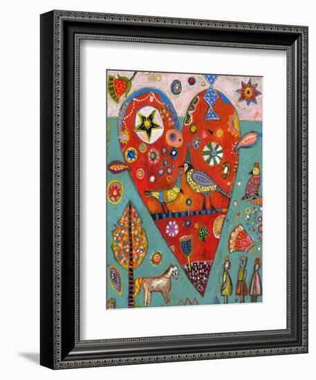 Love Birds Heart-Jill Mayberg-Framed Giclee Print