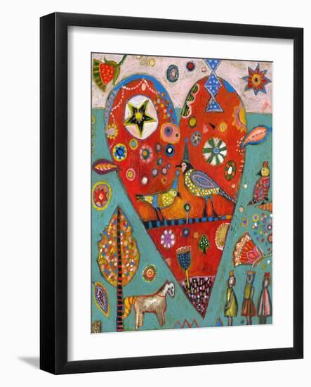 Love Birds Heart-Jill Mayberg-Framed Giclee Print