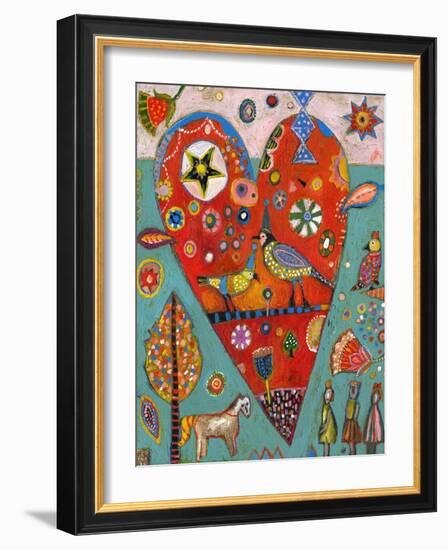 Love Birds Heart-Jill Mayberg-Framed Giclee Print