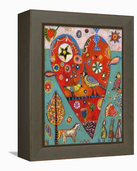 Love Birds Heart-Jill Mayberg-Framed Premier Image Canvas