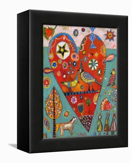 Love Birds Heart-Jill Mayberg-Framed Premier Image Canvas