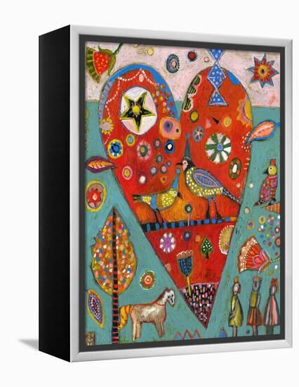 Love Birds Heart-Jill Mayberg-Framed Premier Image Canvas