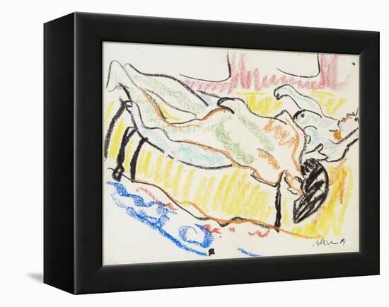 Love Couple in Studio (Two Nude), 1908-1909-Ernst Ludwig Kirchner-Framed Premier Image Canvas