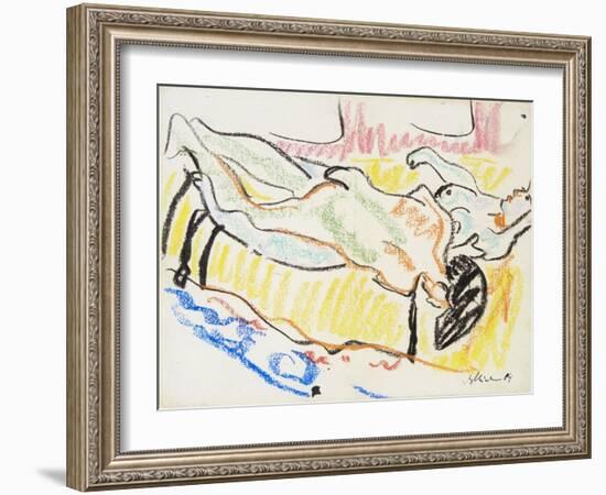 Love Couple in Studio (Two Nude), 1908-1909-Ernst Ludwig Kirchner-Framed Giclee Print