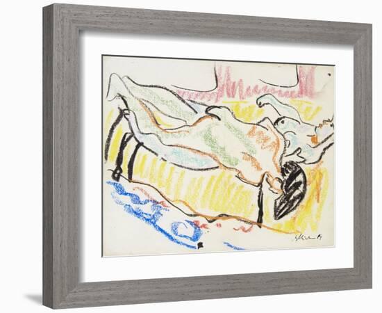 Love Couple in Studio (Two Nude), 1908-1909-Ernst Ludwig Kirchner-Framed Giclee Print