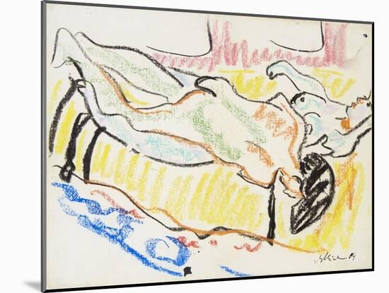 Love Couple in Studio (Two Nude), 1908-1909-Ernst Ludwig Kirchner-Mounted Giclee Print