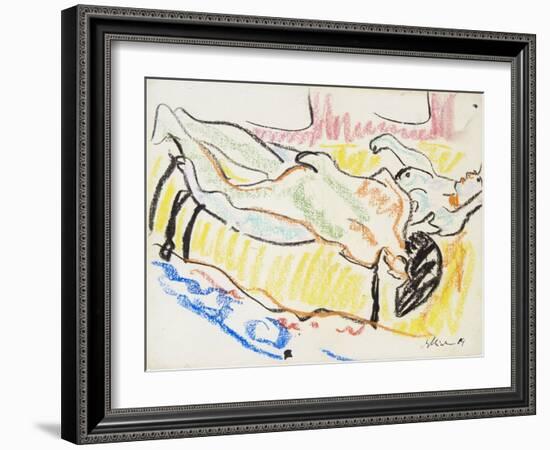 Love Couple in Studio (Two Nude), 1908-1909-Ernst Ludwig Kirchner-Framed Giclee Print