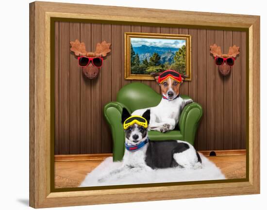 Love Couple Sofa Dogs-Javier Brosch-Framed Premier Image Canvas