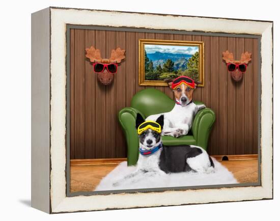 Love Couple Sofa Dogs-Javier Brosch-Framed Premier Image Canvas