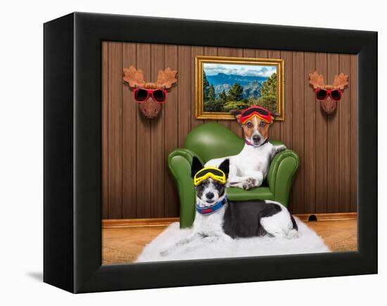 Love Couple Sofa Dogs-Javier Brosch-Framed Premier Image Canvas