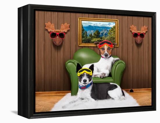 Love Couple Sofa Dogs-Javier Brosch-Framed Premier Image Canvas