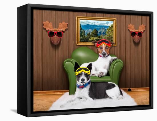 Love Couple Sofa Dogs-Javier Brosch-Framed Premier Image Canvas