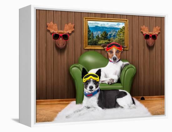 Love Couple Sofa Dogs-Javier Brosch-Framed Premier Image Canvas