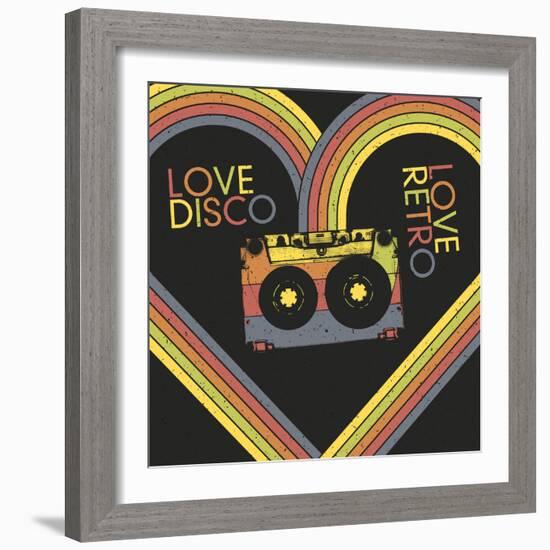 Love Disco, Love Retro. Vintage Poster Design Template. Raster Version, Vector File Available in Po-pashabo-Framed Photographic Print