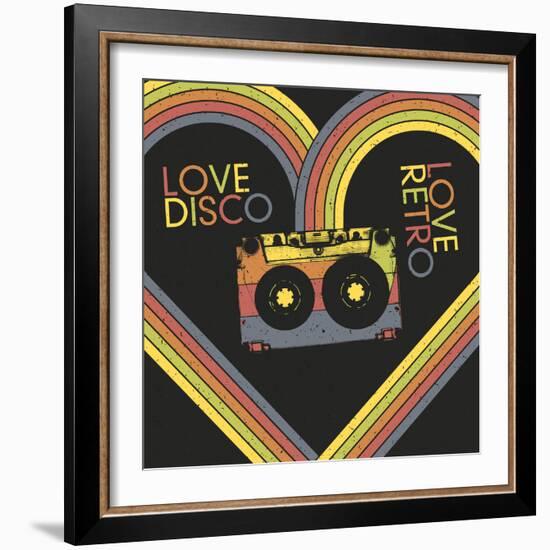 Love Disco, Love Retro. Vintage Poster Design Template. Raster Version, Vector File Available in Po-pashabo-Framed Photographic Print