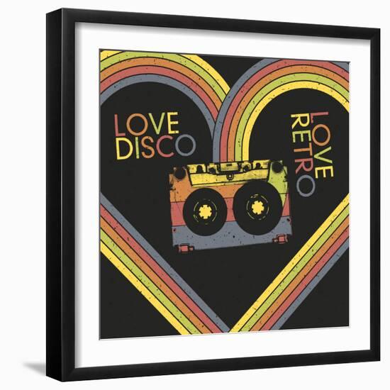 Love Disco, Love Retro. Vintage Poster Design Template. Raster Version, Vector File Available in Po-pashabo-Framed Photographic Print