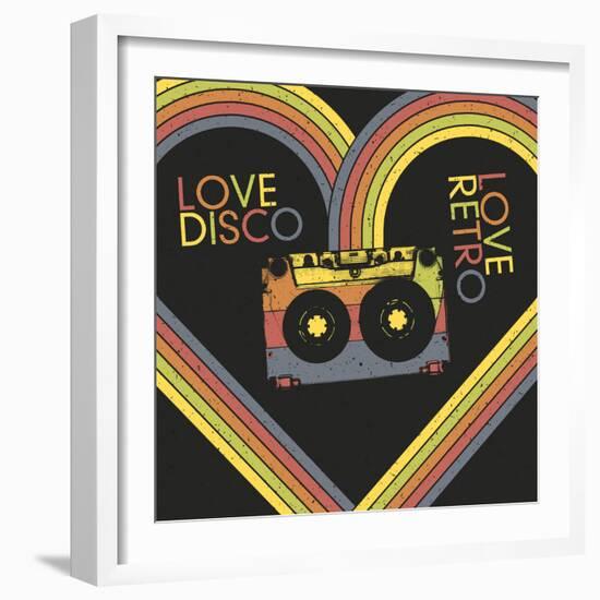 Love Disco, Love Retro. Vintage Poster Design Template. Raster Version, Vector File Available in Po-pashabo-Framed Photographic Print