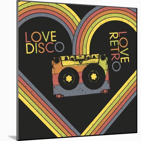 Love Disco, Love Retro. Vintage Poster Design Template. Raster Version, Vector File Available in Po-pashabo-Mounted Photographic Print