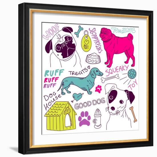 Love Dogs! Vector Doodles Set-Alisa Foytik-Framed Art Print