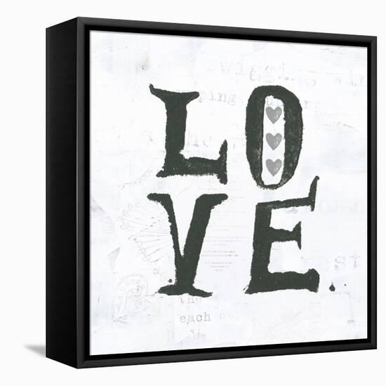 Love Gray Hearts-Kellie Day-Framed Stretched Canvas